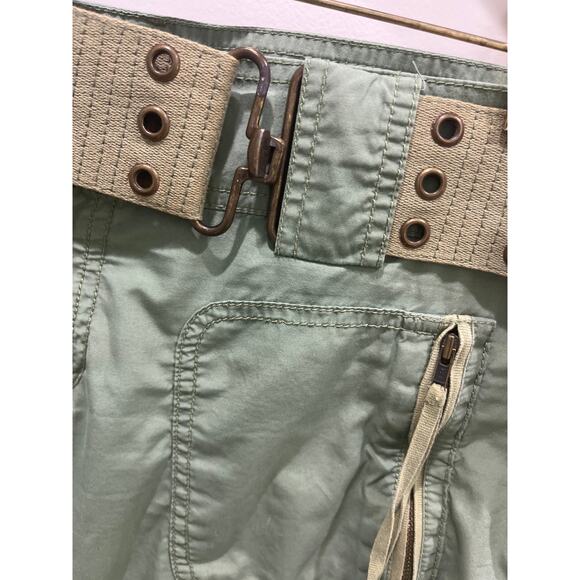 Vintage Juicy Couture Army Green Cargo Bermuda Belted Shorts Sz 8 - Picture 3 of 7